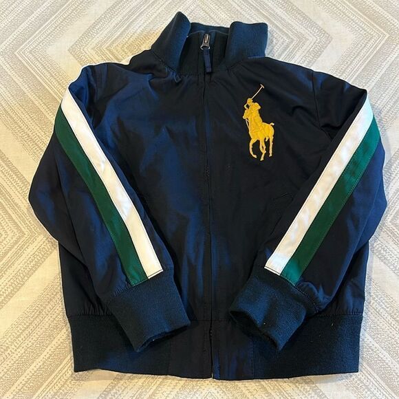 POLO Ralph Lauren Boys Navy Blue Lightweight Logo Zip-up Jacket - Size 4/4T - Picture 1 of 7